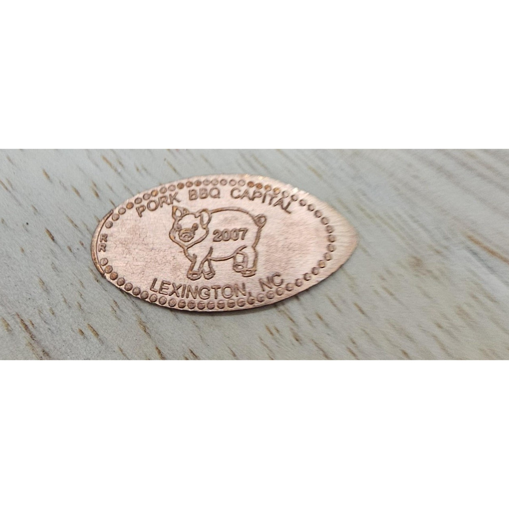 Pig Penny Pork BBQ Capital‎ 2007 Lexington NC Copper Elongated Coin USA Souvenir
